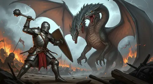 Epic Battle: Gallant Knight vs. Three-Headed Dragon