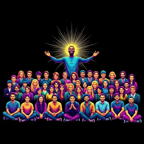 Diverse Crowd with Stand-Up Comedian | Vibrant Photo