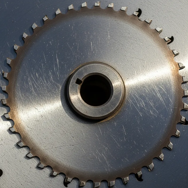Circular Saw Blade with Gleaming Teeth and Burnished Surface