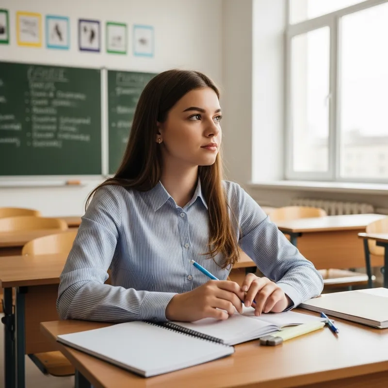 Beautiful Girl in Classroom Study Session
