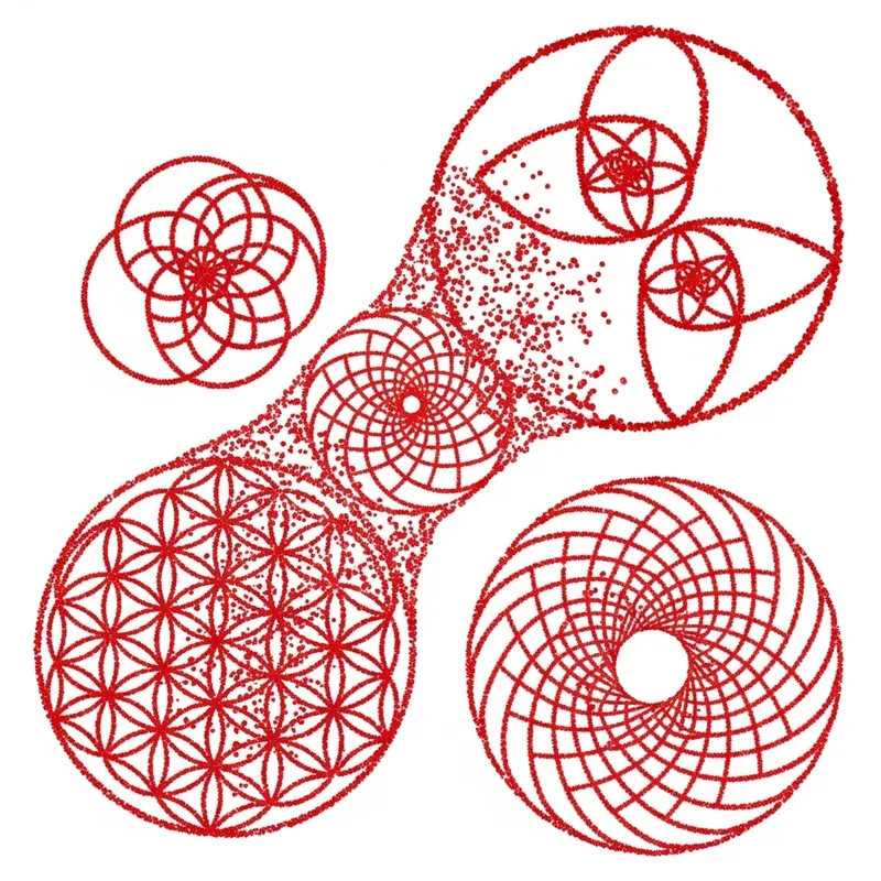 Crimson Sacred Geometry | Blood Droplets Forming Shapes Crimson Sacred Geometry | Blood Droplets Forming Shapes