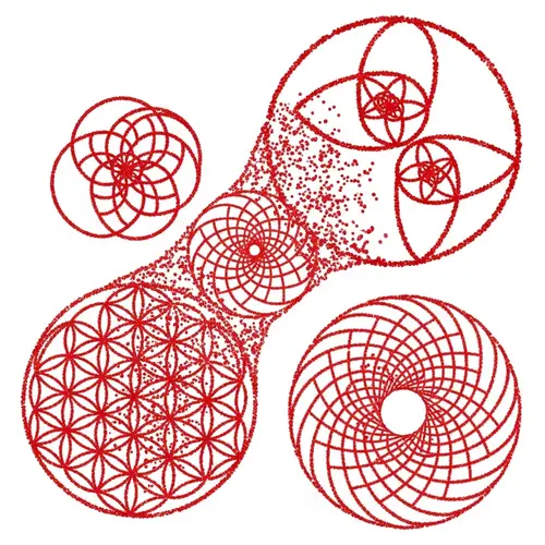 Sacred Geometrical Blood Droplets | Intricate Shapes in White Background