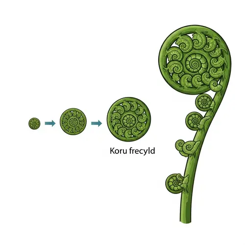 Stages of a Koru Frond: From Bud to Leaf