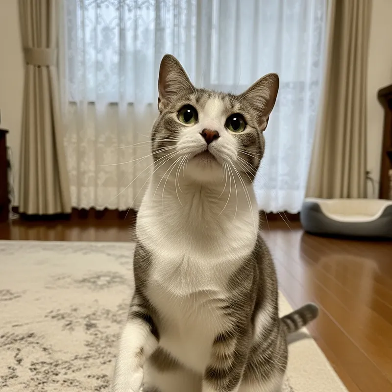 Medium Gray and White Domestic Cat
