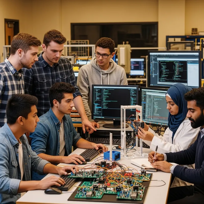 Diverse Computer Engineering Students Creating a Prototype