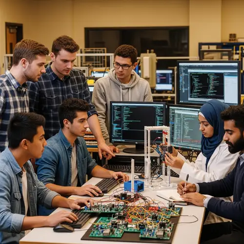Diverse Computer Engineering Students Creating a Prototype