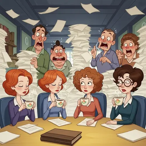 Colorful Coffee Break in Whimsical Office Setting