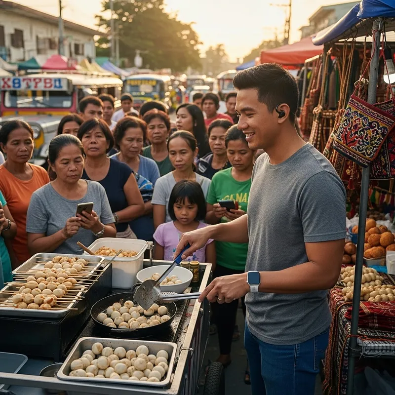 Mark Zuckerberg Street Food Vendor Serving Filipino Crowd