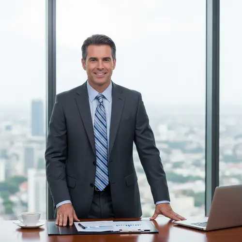 Experienced Male Banker in Tailored Grey Suit | Financial Professional