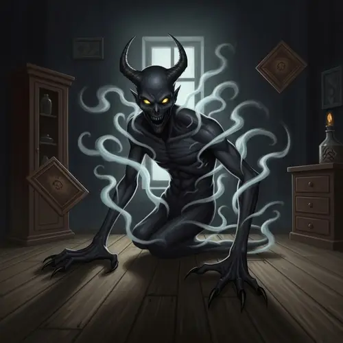 Eerie House Demon: Haunting Manifestation with Glowing Eyes