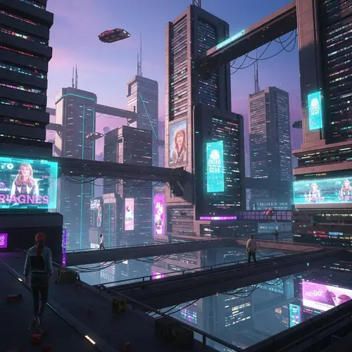Glitchy Cyberpunk Cityscape: Futuristic Design Unleashed