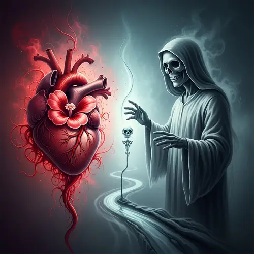 Heart Meets Death: Poetic Scene Symbolizing Life's Transition