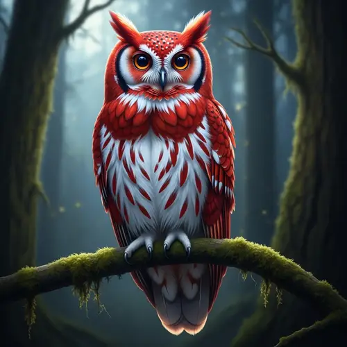 Mesmerizing Red Owl with Unique White Fur - High-Quality Image