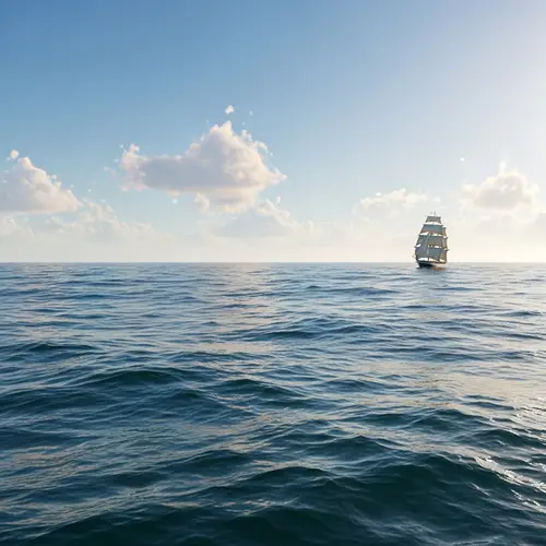 Tranquil Sea Scene | Vast Sea and Sailing Ship
