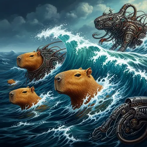 Fantastical Capybaras in Oceanic Surreal Artwork
