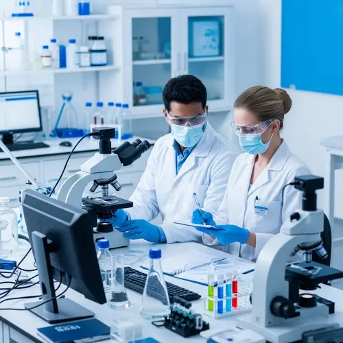 Modern Microbiology Laboratory with Scientists Conducting Research