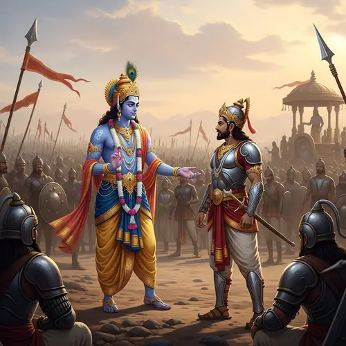 Divine Teaching: Lord Krishna Enlightens Arjuna