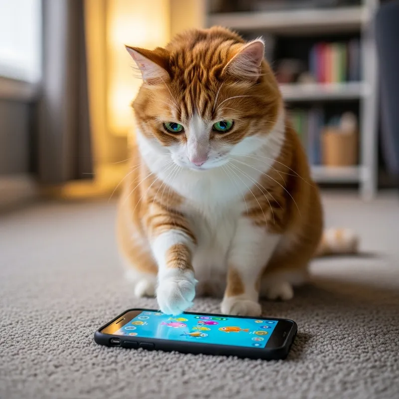 Playful Kitten Engages with Smartphone: Adorably Cute Moment
