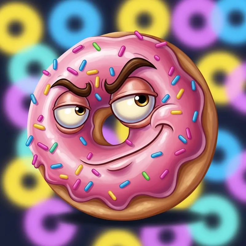 Whimsical Donut Cartoon with Vibrant Colors
