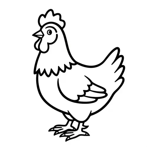Chicken Coloring Page: Vintage Style Children's Book Illustration