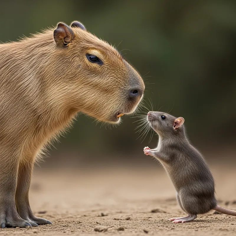 Capybara and Rat Encounter: A Naturalistic Standoff