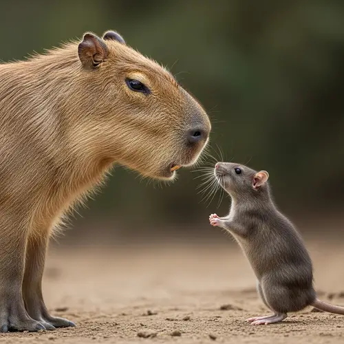 Capybara vs Rat: Unlikely Rodent Encounter in Natural Setting