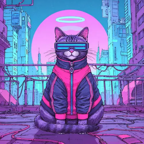 Futuristic Cyberpunk Cat Art