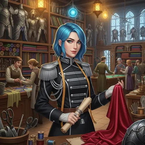 Girl with Blue Hair in Black Military Uniform | Role-Playing Style