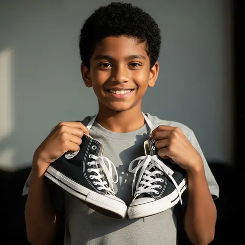 A Boy Holding Converse Sneakers - Fashion Inspiration