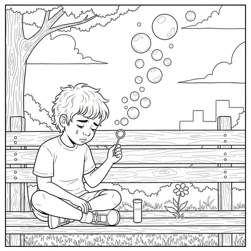 Child Blowing Soap Bubbles: A Scene of Childhood Innocence