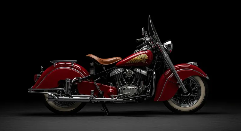 1947 Indian Chief Motorcycle on Black Background
