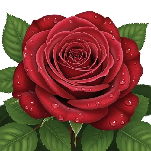 Detailed Illustration of Velvety Red Rose in Full Bloom