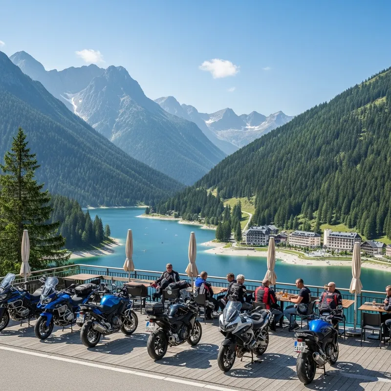 Motorcycle Riders Enjoying Sunny Weather in Europe Motorcycle Riders Enjoying Sunny Weather in Europe