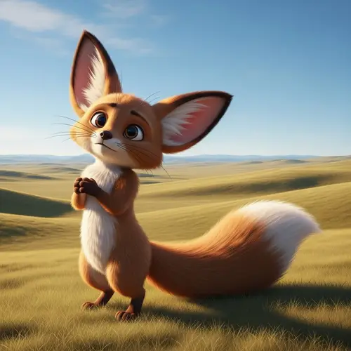 Eevee Inspired Creature in Expansive Plain