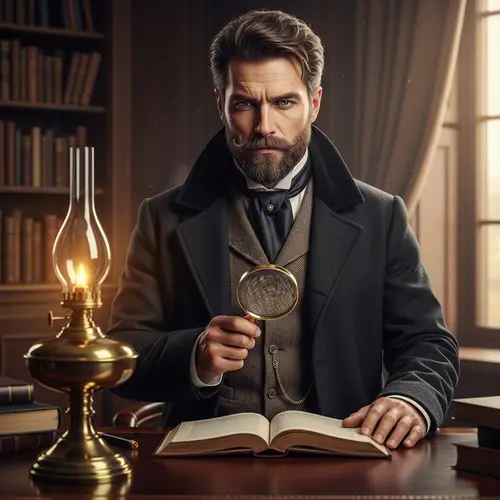 Nordic Male Detective from 1800s | Bright Eyes and Magnifying Glass