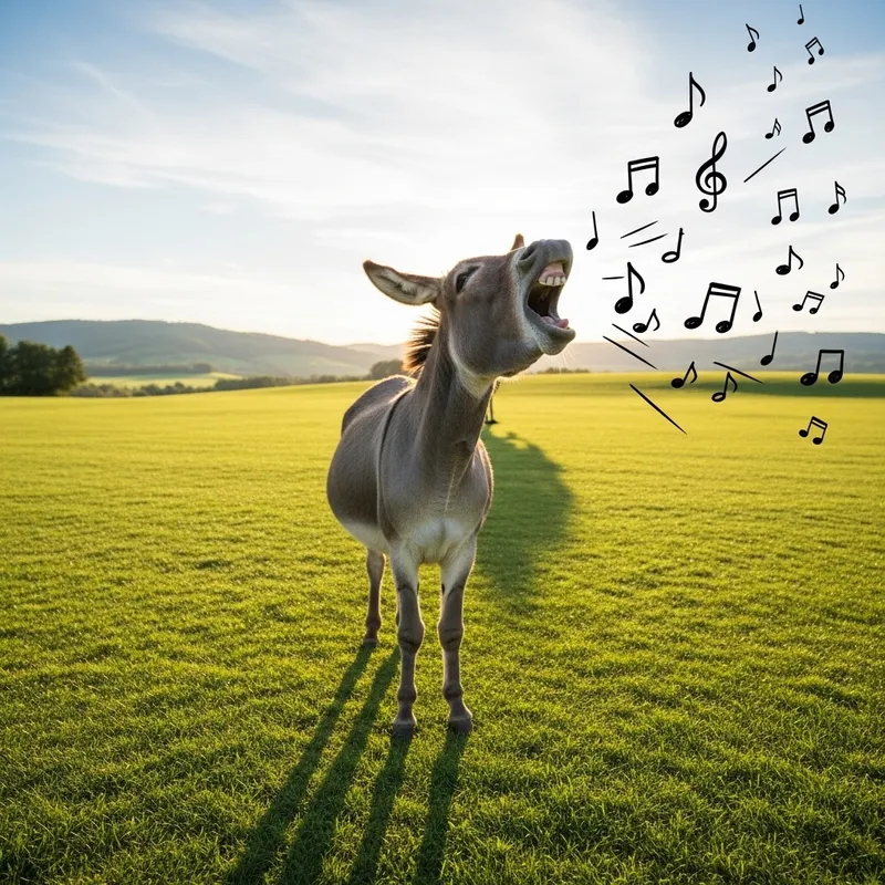 Donkey Singing in Enchanting Green Field