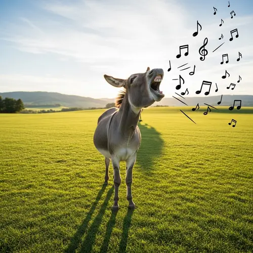 Singing Donkey Serenades in Lush Green Field
