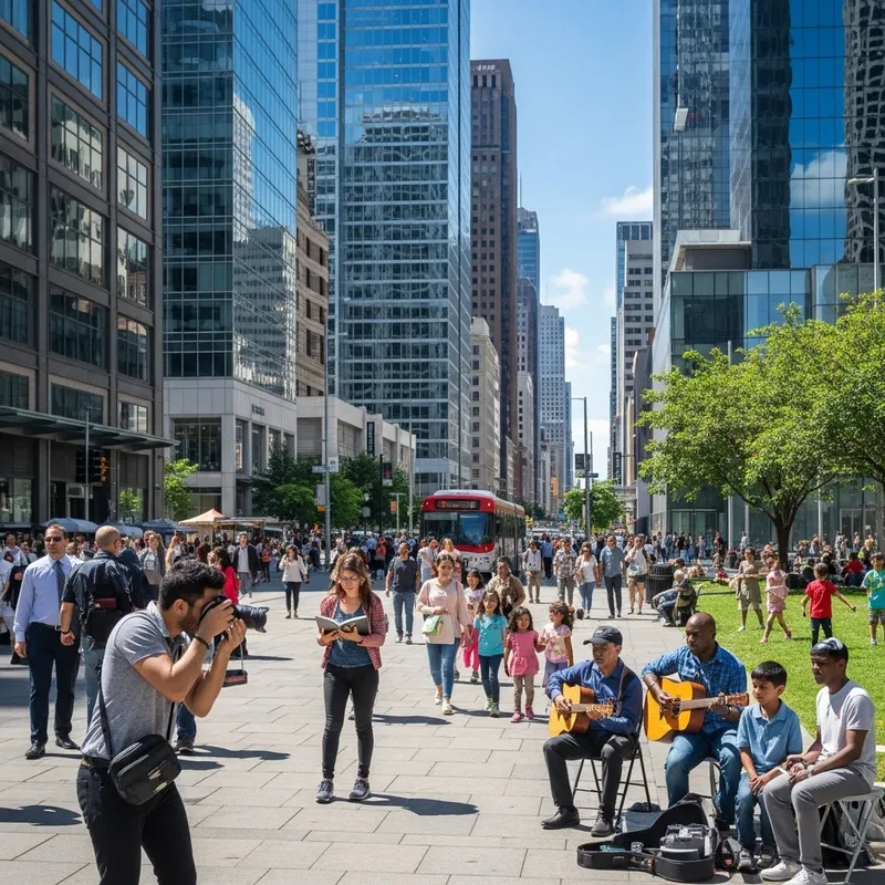A Sunny Day in the City - Vibrant Diversity and Urban Life Captured