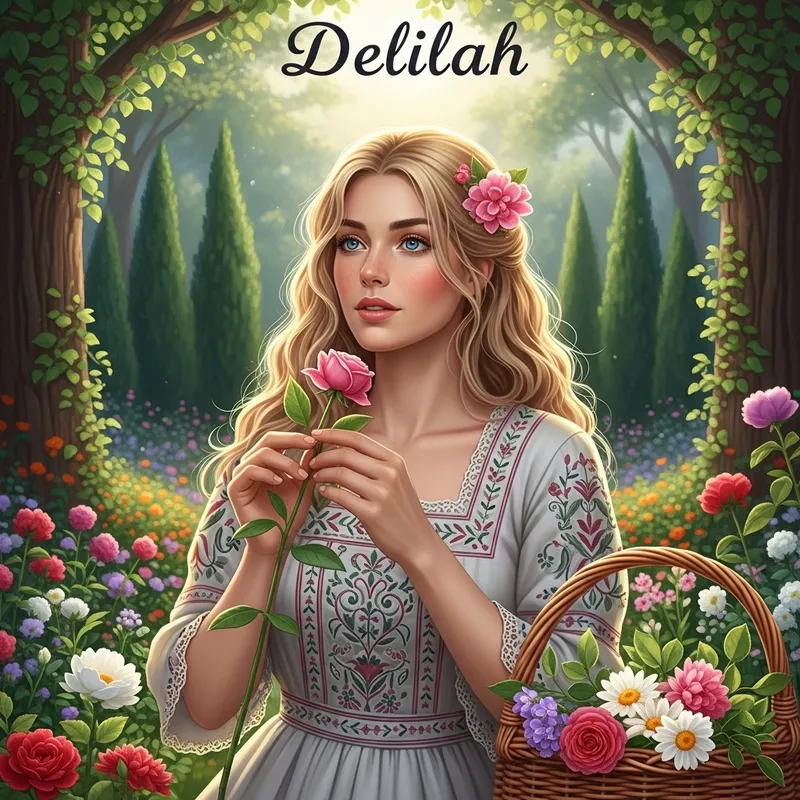 Delilah: Enigmatic Woman Embracing Nature