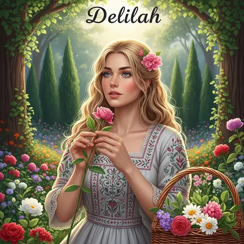 Meet Delilah: Enchanting Woman in Garden with Wavy Blonde Hair
