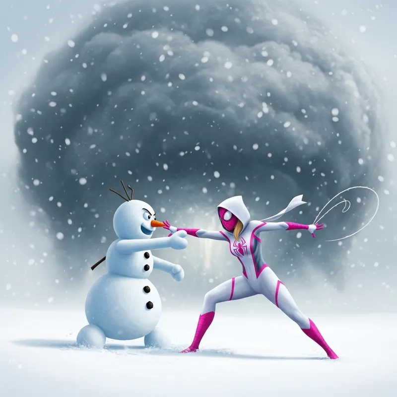 Snowwoman and Spider Gwen Battle the Cloud Snowwoman and Spider Gwen Battle the Cloud
