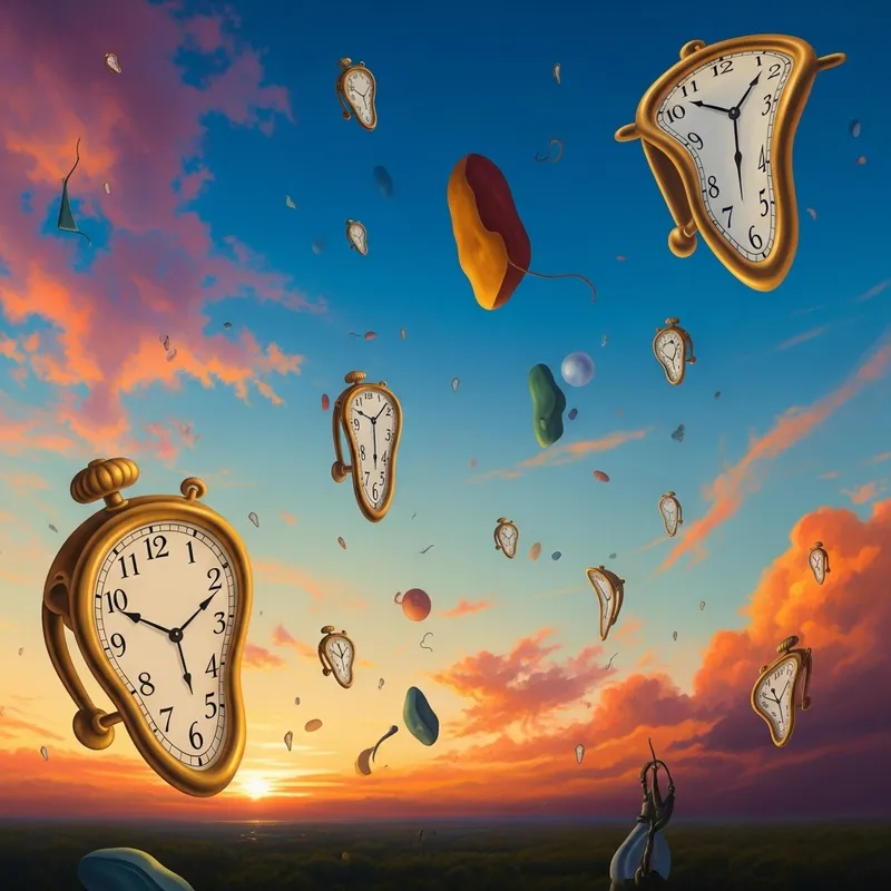 Surreal Sky on Fire: Salvador Dali Inspired Artwork Captured in Brush Strokes Surreal Sky on Fire: Salvador Dali Inspired Artwork Captured in Brush Strokes