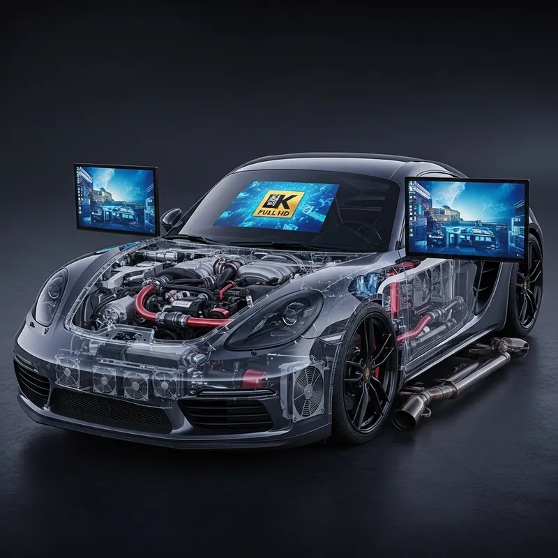Transformed Computer Setup to Porsche 718 Cayman with Unique Features