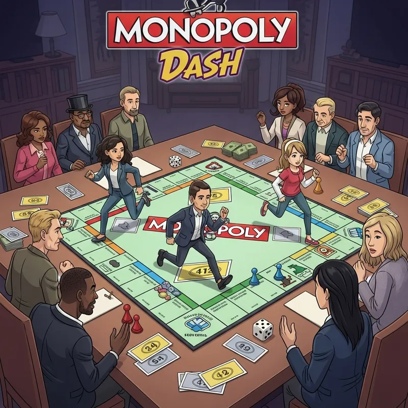 Monopoly Dash Game Illustration with 8-10 Players and Penalty Running