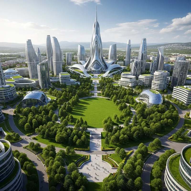 Futuristic Cityscape Design Surrounding Central Park Futuristic Cityscape Design Surrounding Central Park
