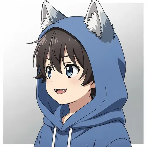 Anime Boy with Wolf Ears and Blue Hoodie | Fantasy Character Design