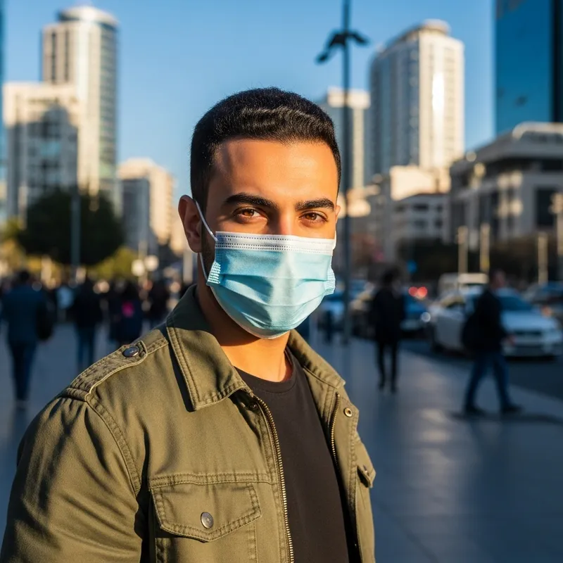 Young Man Wearing Face Mask Young Man Wearing Face Mask