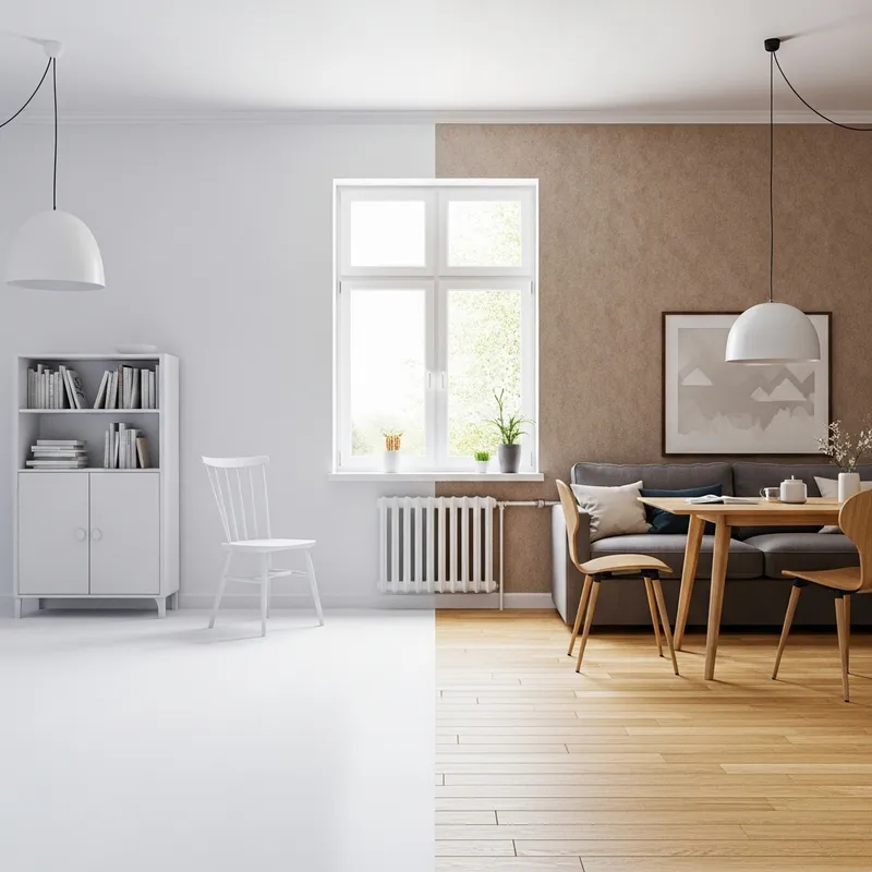 Contrasting Apartment: Empty vs Cozy Half