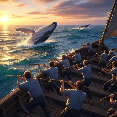 Whale Hunt: Thrilling Boat Action at Sea
