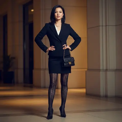 Elegant Asian Woman in Stylish Stockings | Fashion & Confidence